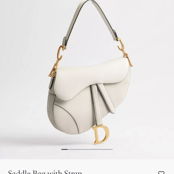 Dior Handbags - Dior Medium white saddle bag with strap